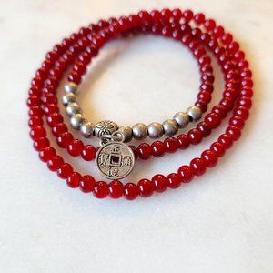 Burgundy red gemstone bead chain